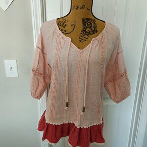 Matilda Jane Size Small Boho Blouse in Pink